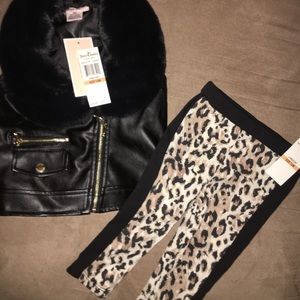 Girls leather vest & cheetah leggings